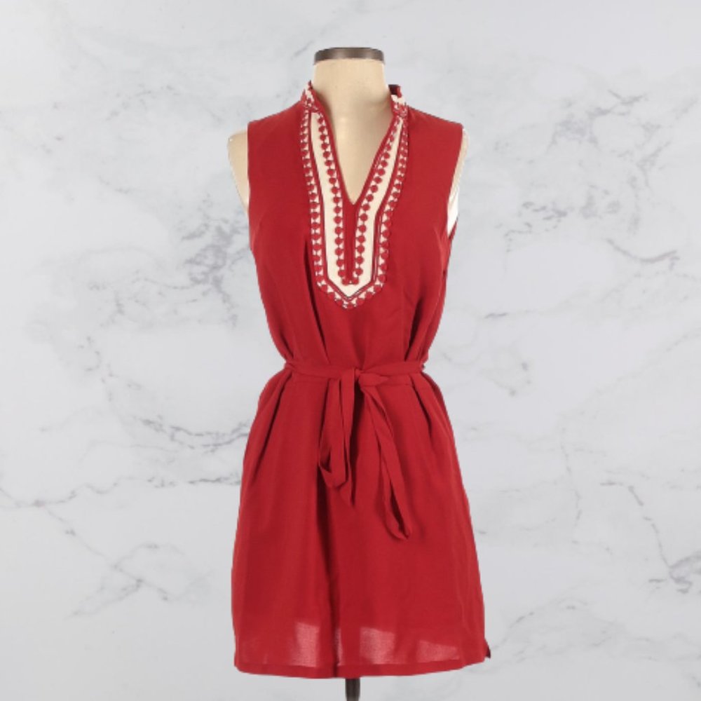 Esley | Red & White Collared Summer Dress | S